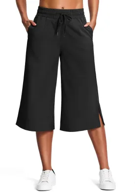 18" Capri Pants for Women Wide Leg Capris with Pockets for Women Lightweight Womens Capris for Summer Yoga Casual