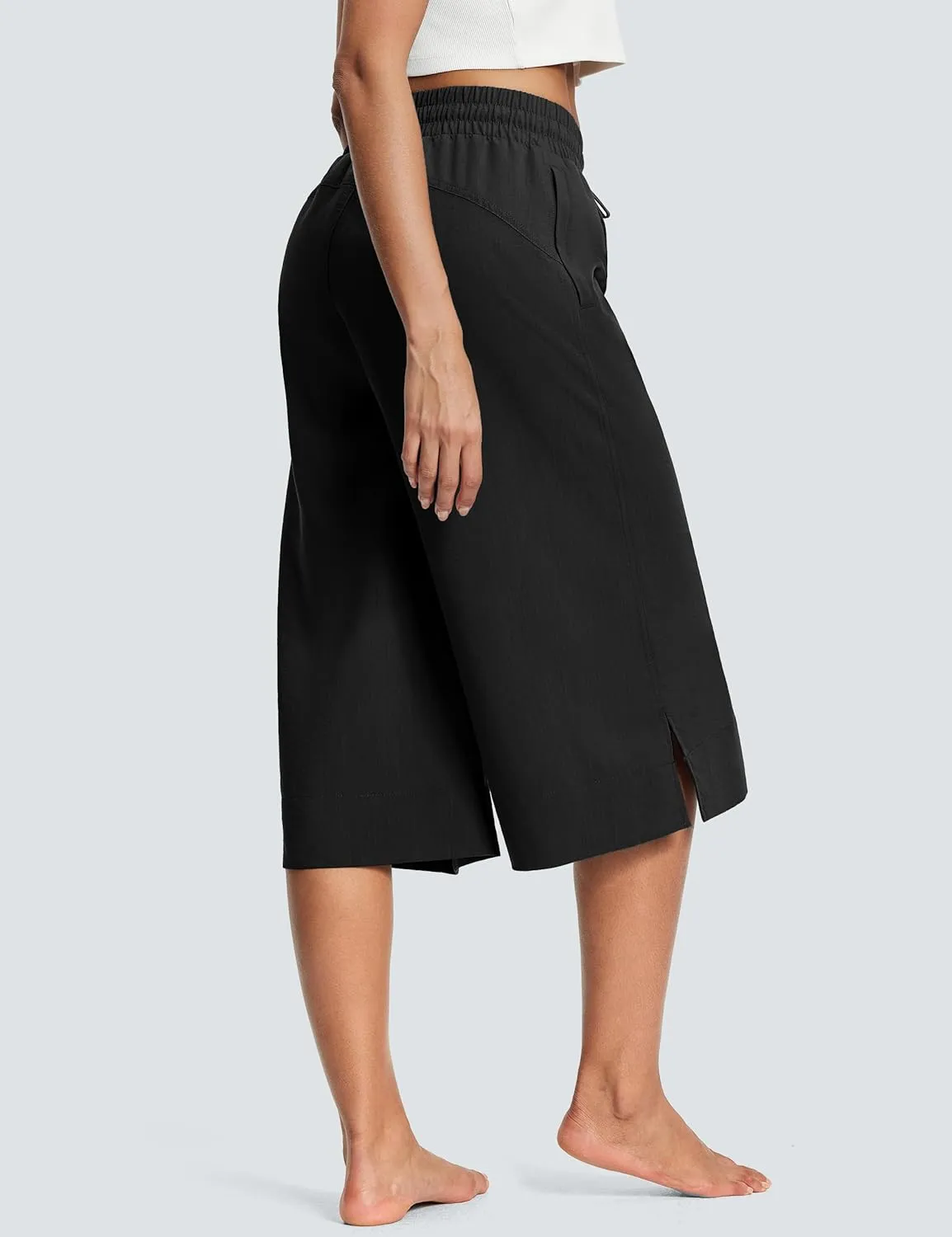 18" Capri Pants for Women Wide Leg Capris with Pockets for Women Lightweight Womens Capris for Summer Yoga Casual