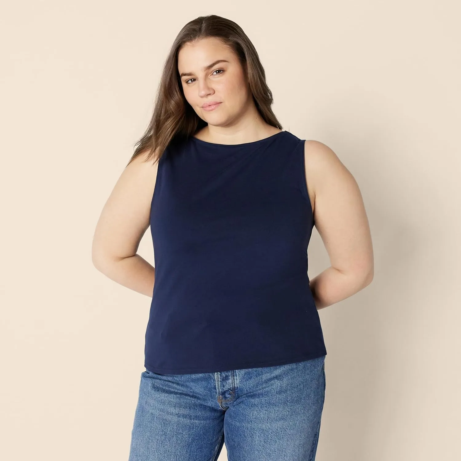 Amazon Essentials Women's Slim-Fit Rib Knit Boatneck Layering Tank
