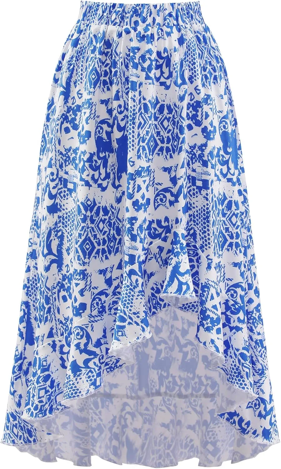 Aupuls Summer High Low Boho Skirts for Women Floral Beach Vacation Midi Skirt Casual