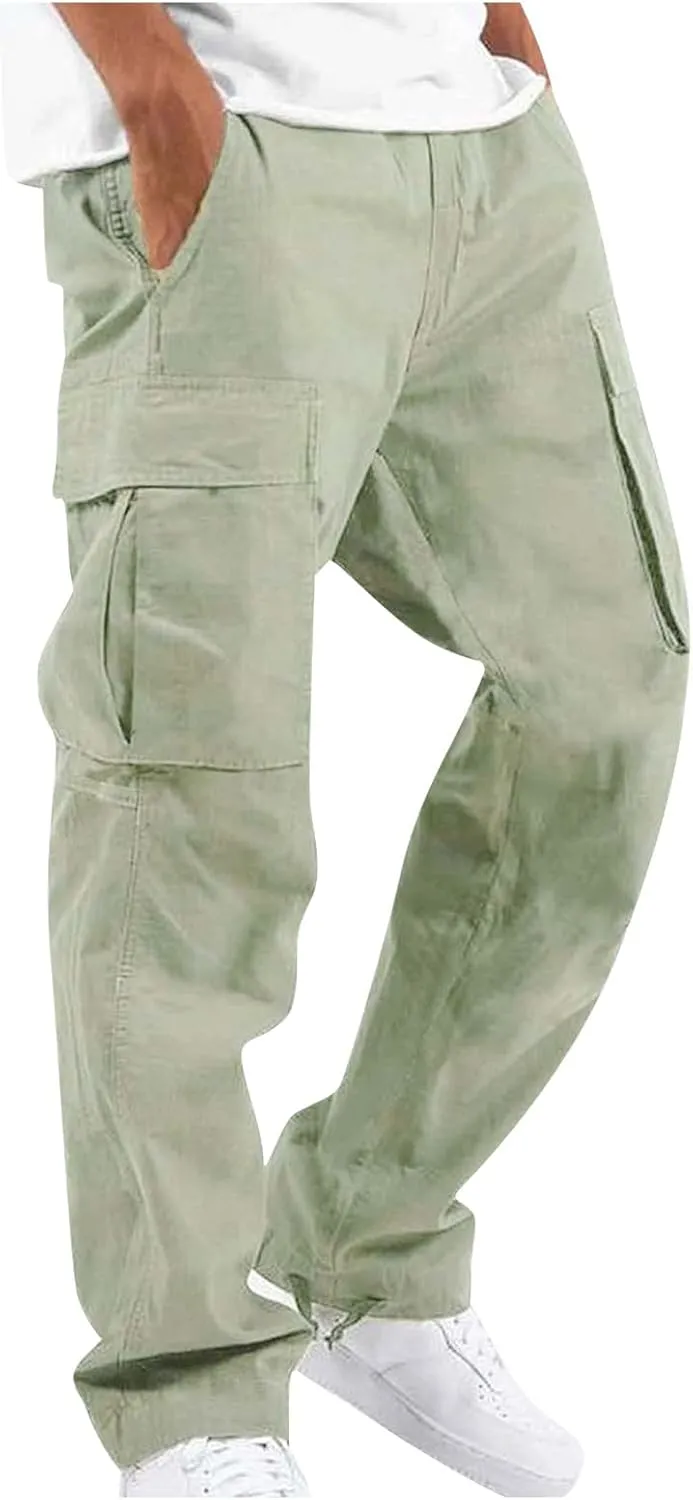 Cargo Pants for Men Baggy Drawstring Elastic Waist Sweatpants Stylish with Pockets Work Pants 2024 Joggers Trousers