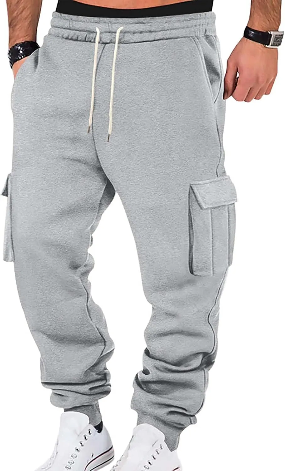 Casual Jogger Pants for Men Breathable Relaxed Fit Chino Outdoor Cargo Pants Hiking Slim Fit Twill Jogging Sweatpants