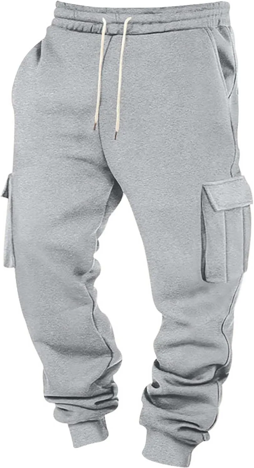 Casual Jogger Pants for Men Breathable Relaxed Fit Chino Outdoor Cargo Pants Hiking Slim Fit Twill Jogging Sweatpants