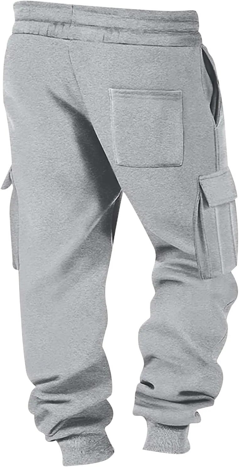 Casual Jogger Pants for Men Breathable Relaxed Fit Chino Outdoor Cargo Pants Hiking Slim Fit Twill Jogging Sweatpants