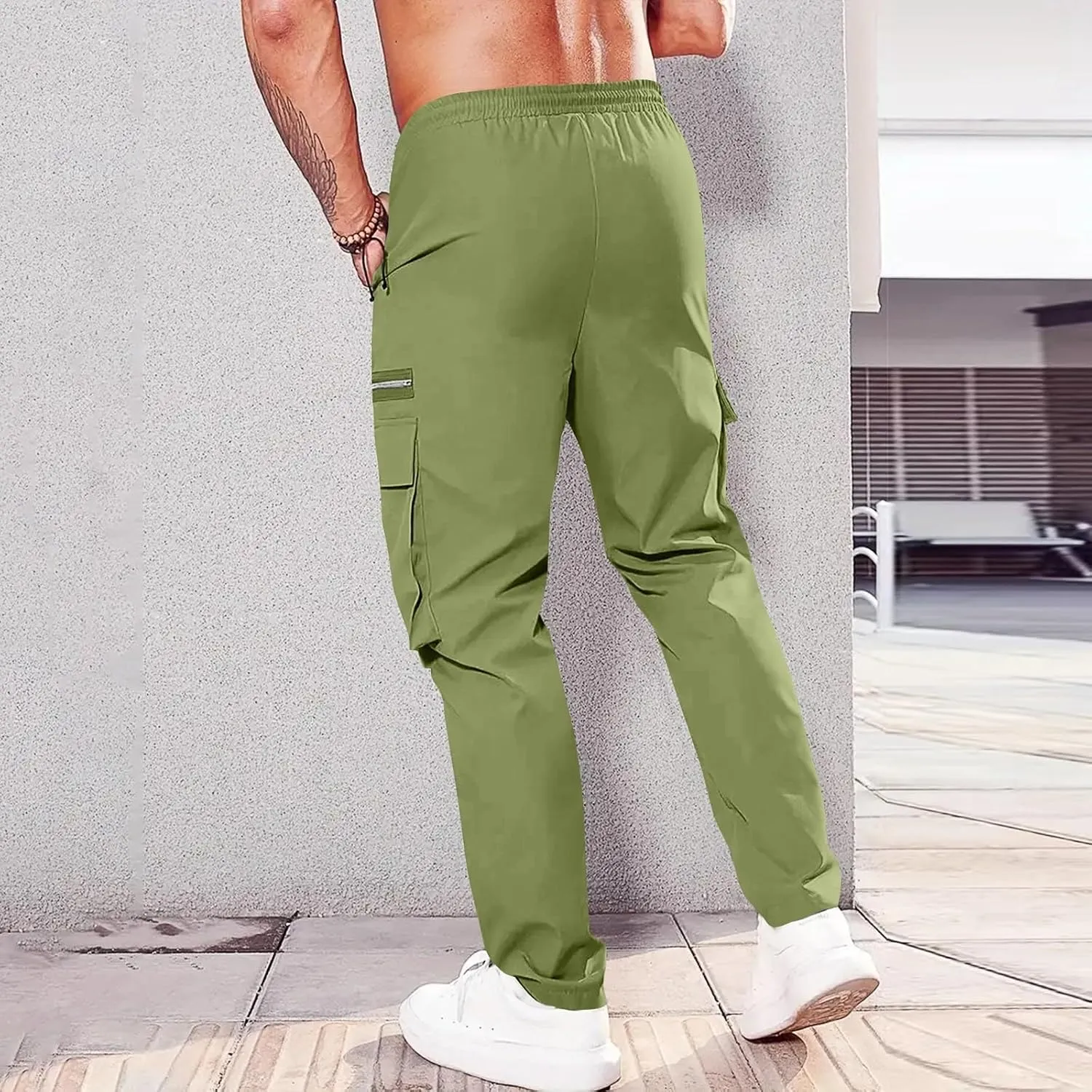 Casual Jogger Pants for Men Breathable Relaxed Fit Chino Outdoor Cargo Pants Sport Lightweight Twill Jogging Sweatpants