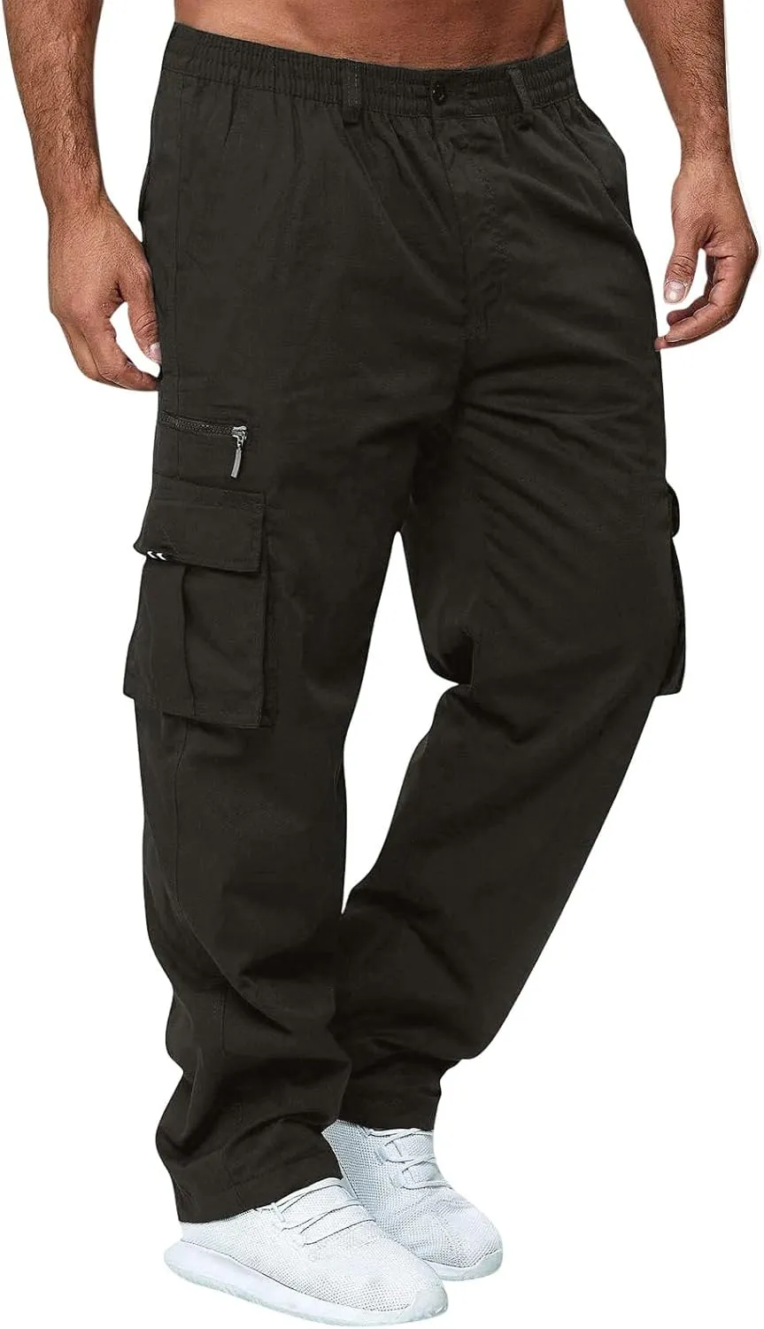 Casual Jogger Pants for Men Breathable Relaxed Fit Chino Outdoor Cargo Pants Workout Lightweight Twill Jogging Sweatpants