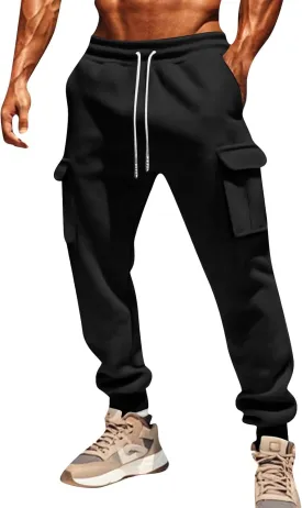 Casual Jogger Pants for Men Breathable Relaxed Fit Chino Outdoor Cargo Pants Workout Slim Fit Twill Jogging Sweatpants