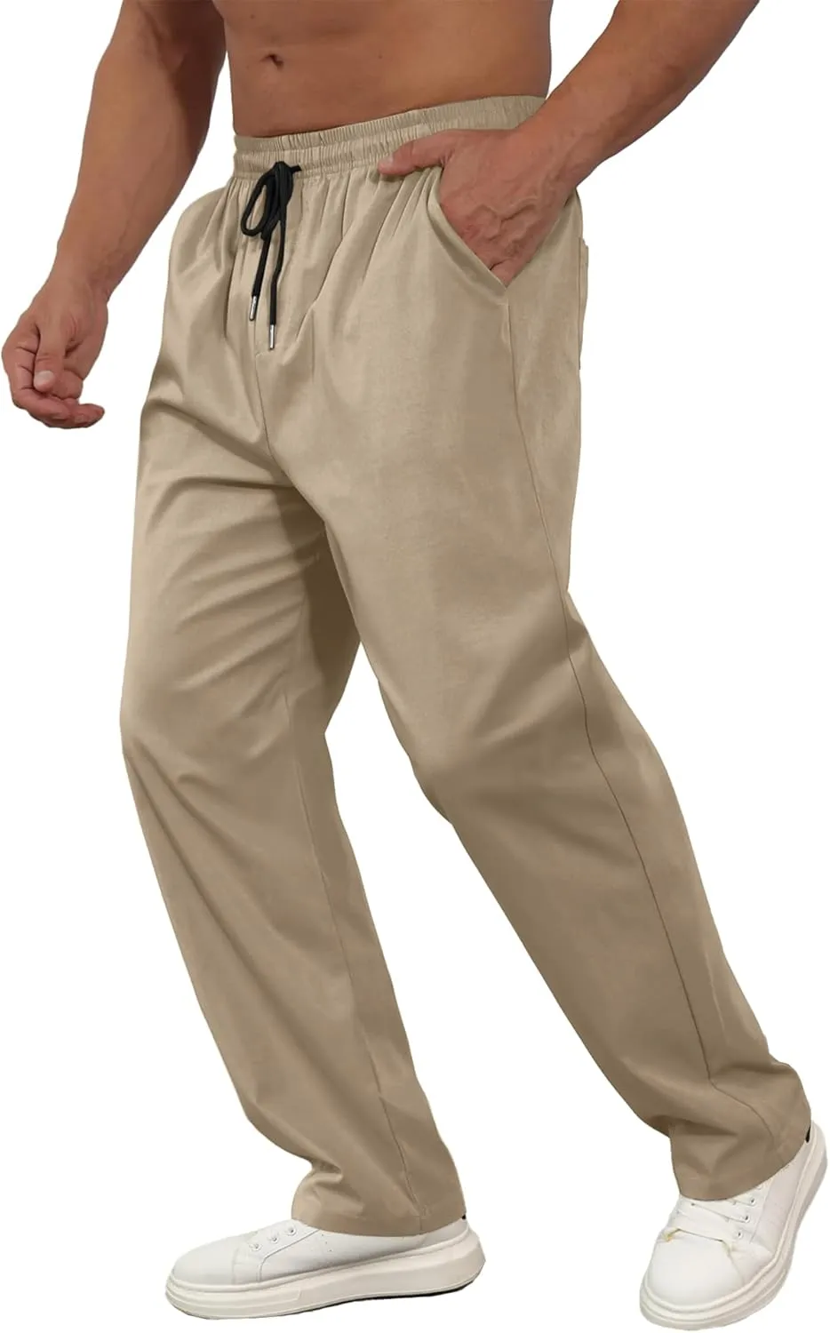 Comdecevis Mens Casual Pants Drawstring Joggers Sweatpants with Pockets Loose Fit Cargo Pants