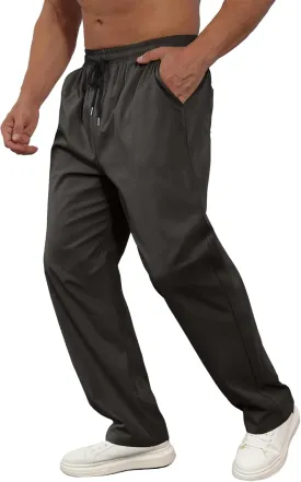 Comdecevis Mens Casual Pants Drawstring Joggers Sweatpants with Pockets Loose Fit Cargo Pants