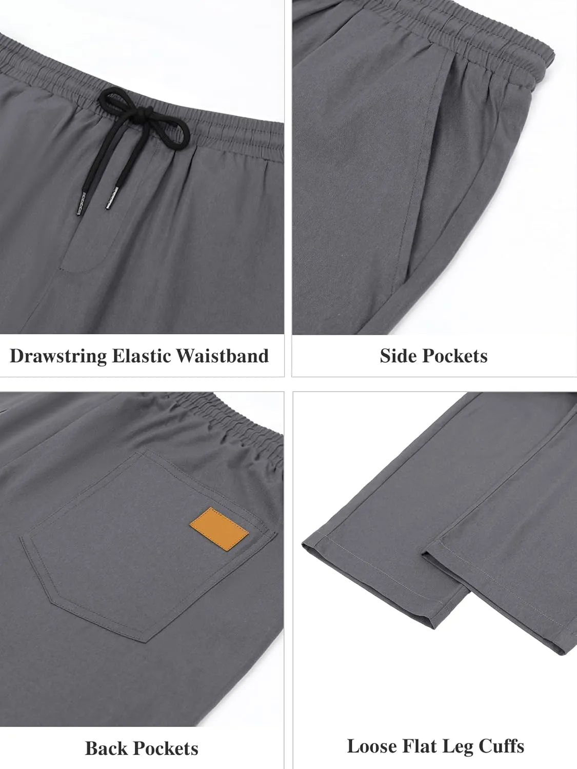 Comdecevis Mens Casual Pants Drawstring Joggers Sweatpants with Pockets Loose Fit Cargo Pants