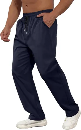 Comdecevis Mens Casual Pants Drawstring Joggers Sweatpants with Pockets Loose Fit Cargo Pants