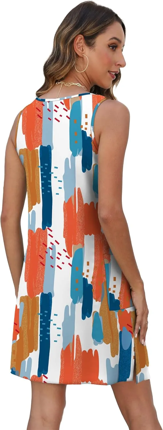 Coverup Summer Dresses for Women 2025 Eyelet Casual Loose Sleeveless Sundresses Tank Dresses with Pockets