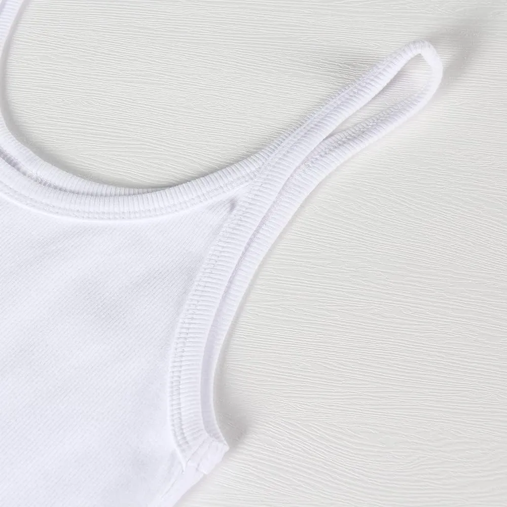 GEMBERA Women Spaghetti Strap Scoop Neck Ribbed Tank Tops Slim Fitted Cotton Camisole Basic Sleeveless Layering Shirts
