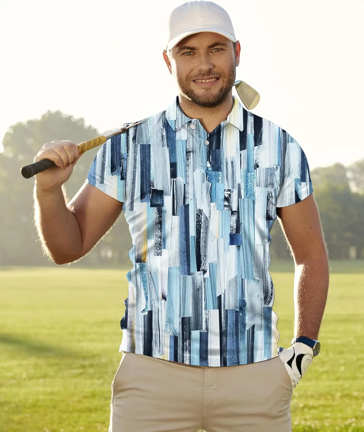 Golf Shirts for Men Funny: Hawaiian Golf Polo Shirt Dry Fit