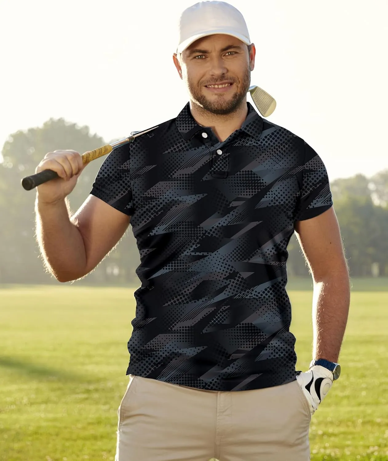 Golf Shirts for Men Funny: Hawaiian Golf Polo Shirt Dry Fit