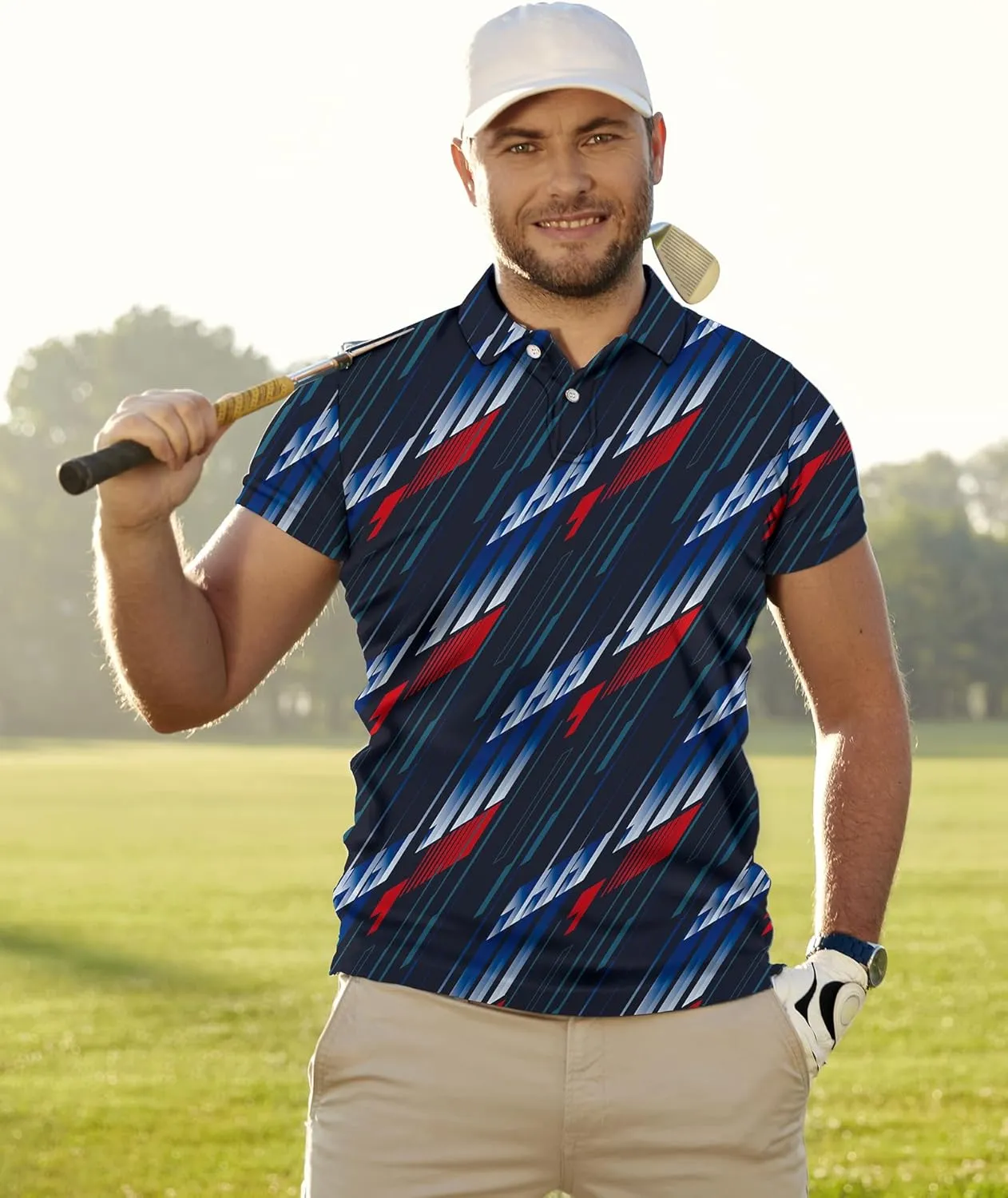 Golf Shirts for Men Funny: Hawaiian Golf Polo Shirt Dry Fit