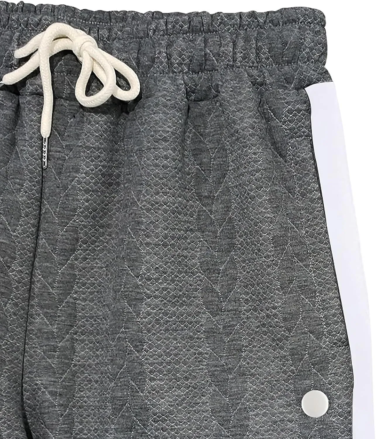 hlysgo Mens Jacquard Sweatpants Casual Loose Fit Side Button Trim Wide Leg Straight Pants Color Block Drawstring Joggers