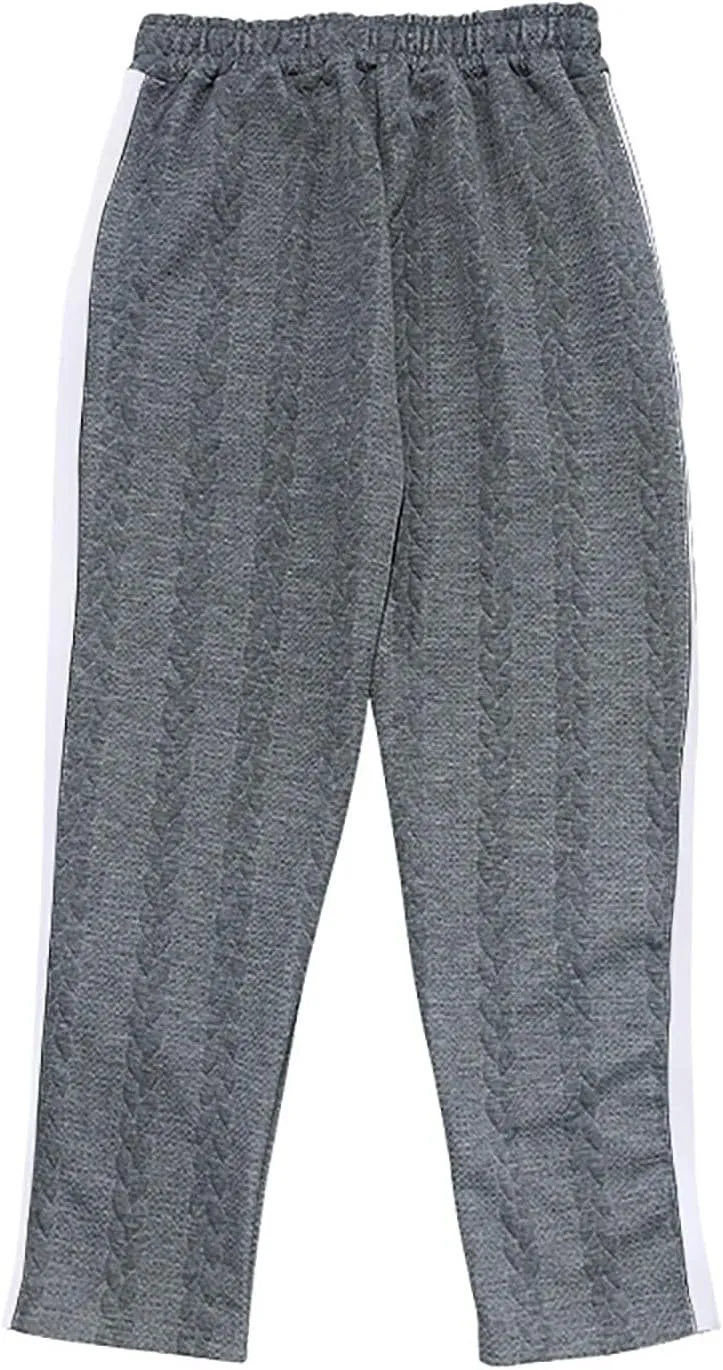 hlysgo Mens Jacquard Sweatpants Casual Loose Fit Side Button Trim Wide Leg Straight Pants Color Block Drawstring Joggers