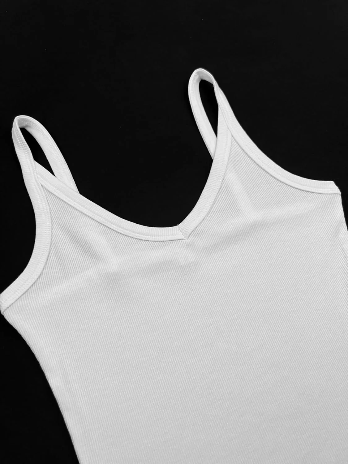 iGENJUN Womens Spaghetti Strap V-Neck Ribbed Tank Tops for Women 2025 Slim Fitted Soft Camisole Basic Layering Shirts