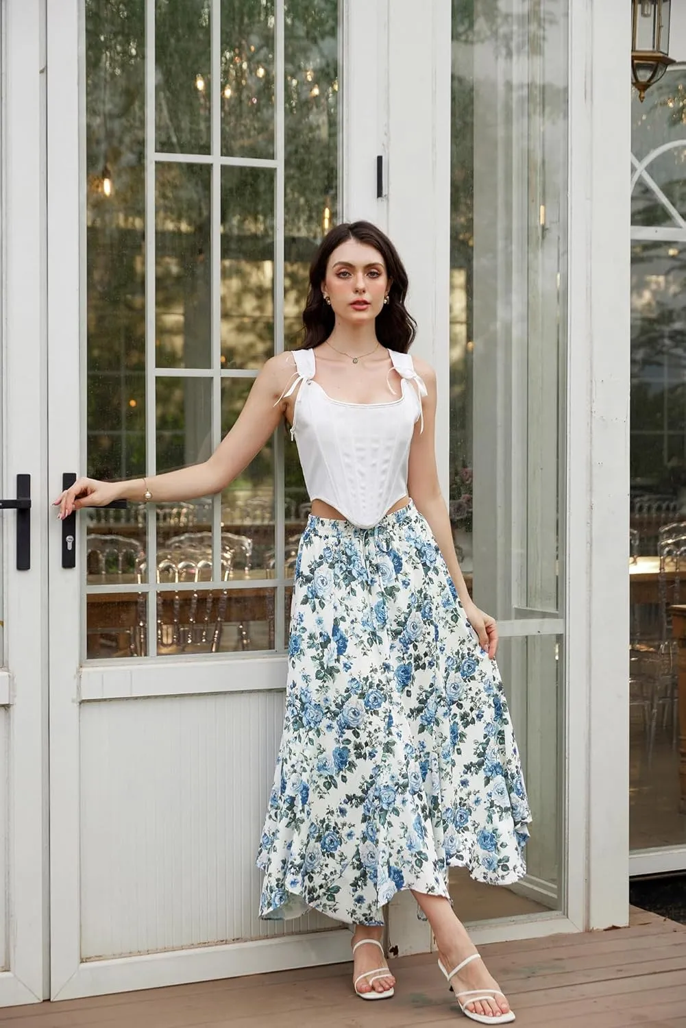 Maxi Skirts for Women Summer 2025 Floral Skirt Flowy Boho Skirt