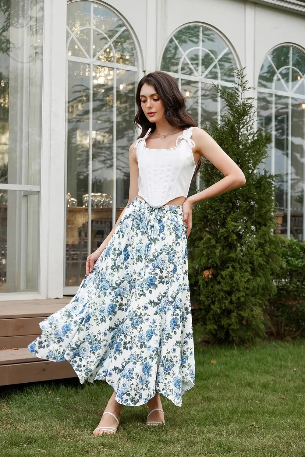Maxi Skirts for Women Summer 2025 Floral Skirt Flowy Boho Skirt