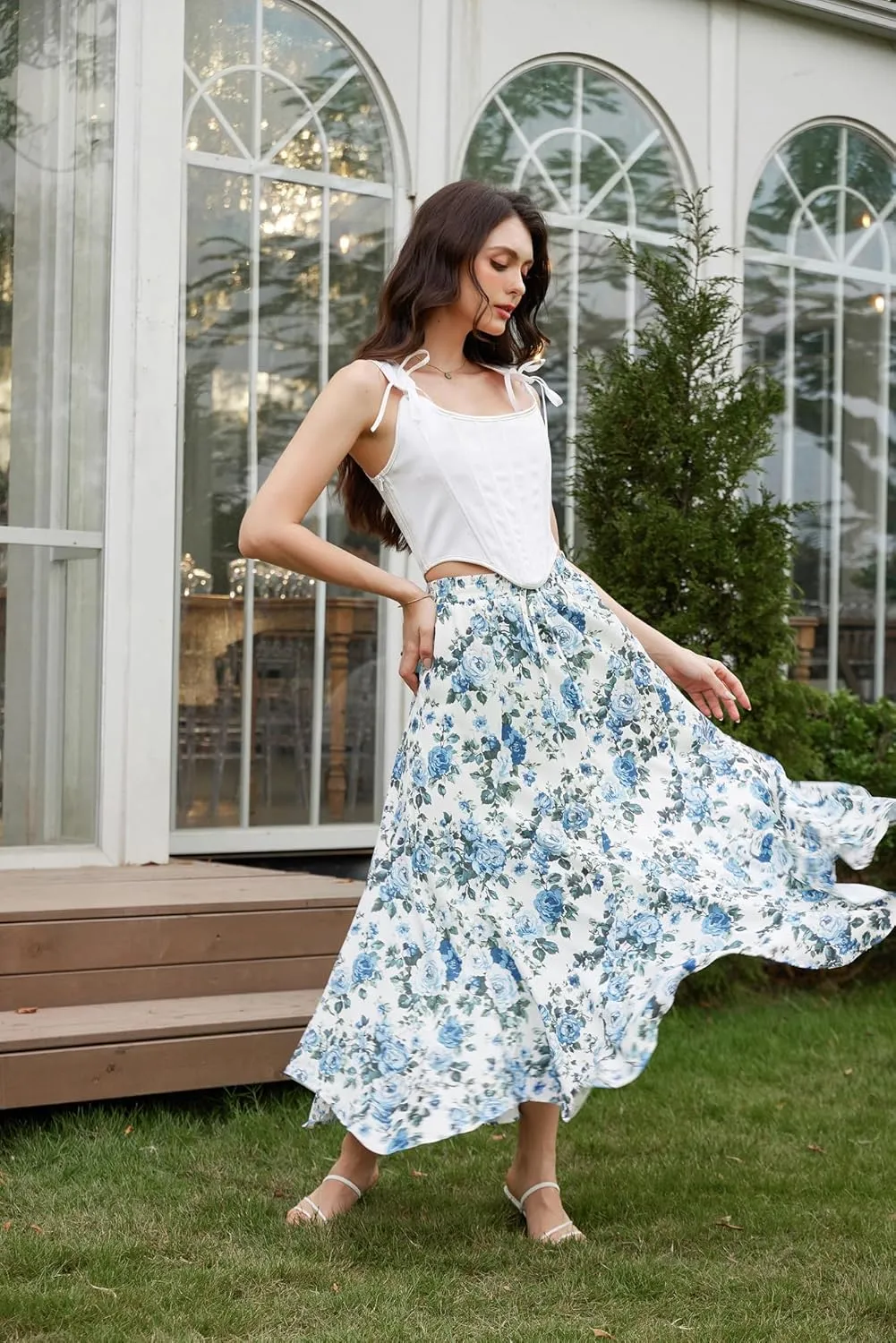 Maxi Skirts for Women Summer 2025 Floral Skirt Flowy Boho Skirt