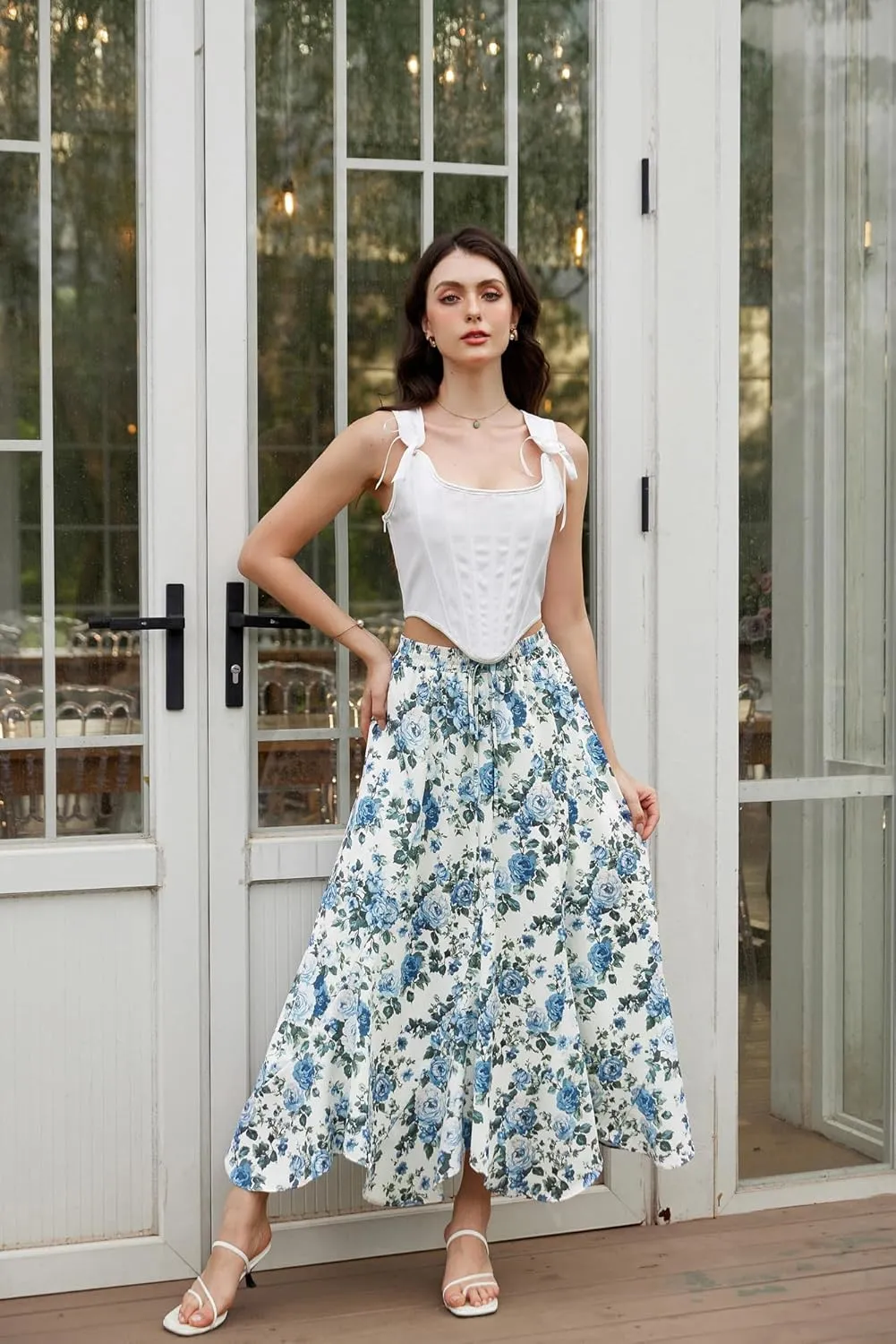 Maxi Skirts for Women Summer 2025 Floral Skirt Flowy Boho Skirt
