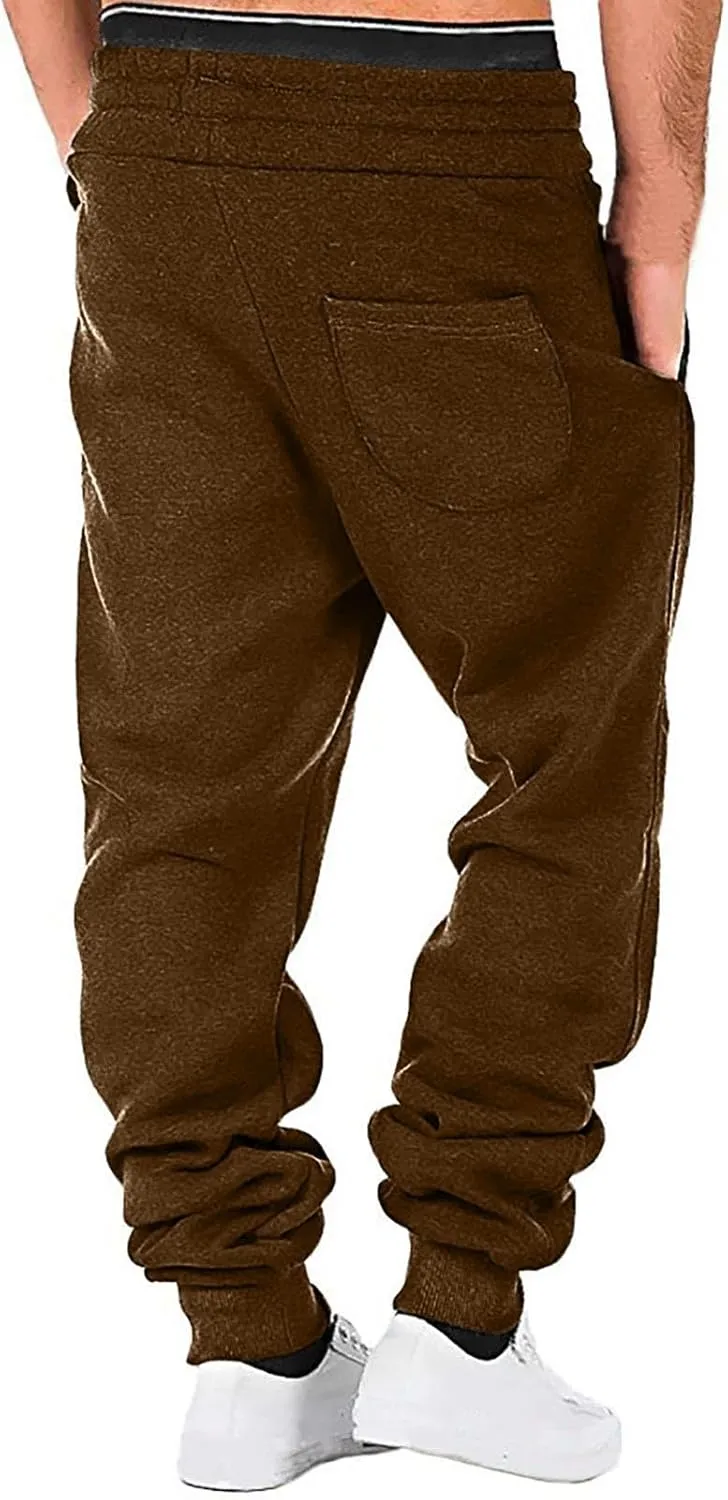 Mens Cargo Sweatpants Heavyweight Drawstring Fleece Joggers Workout Active Running Pants Baggy Trousers with Pockets