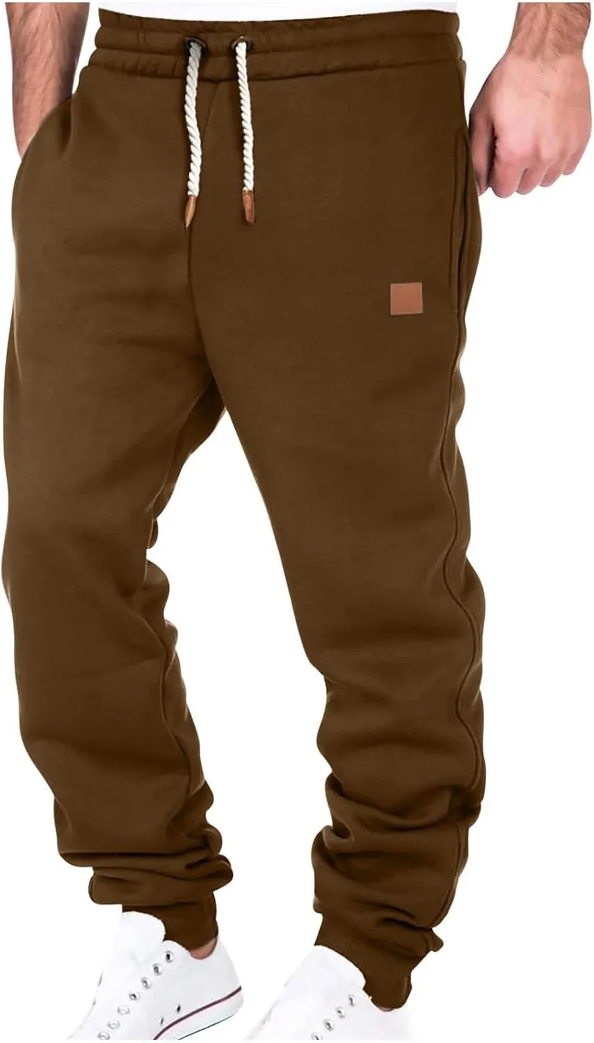 Mens Cargo Sweatpants Heavyweight Drawstring Fleece Joggers Workout Active Running Pants Baggy Trousers with Pockets