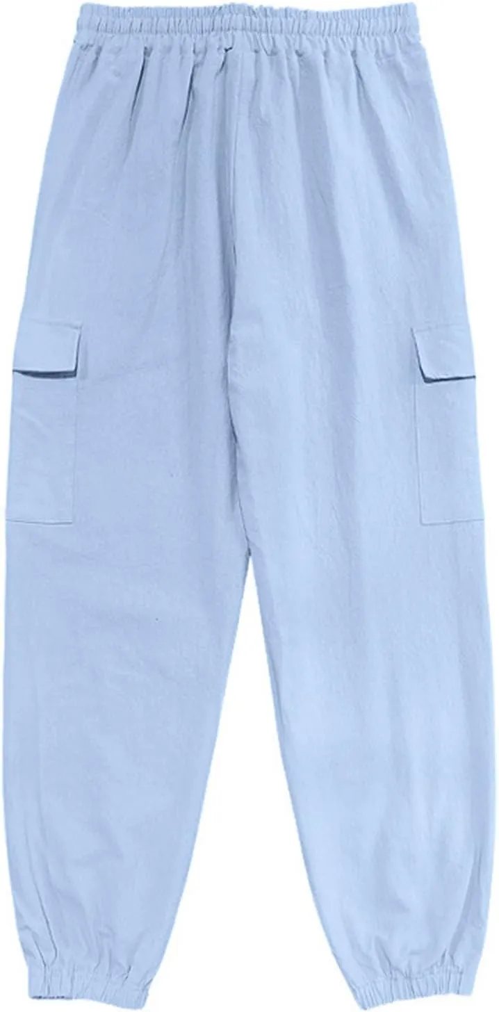 Men's Casual Cargo Joggers Drawstring Straight Leg Breathable Chino Pants Athletic Relaxed Fit Twill Jogging Sweatpants