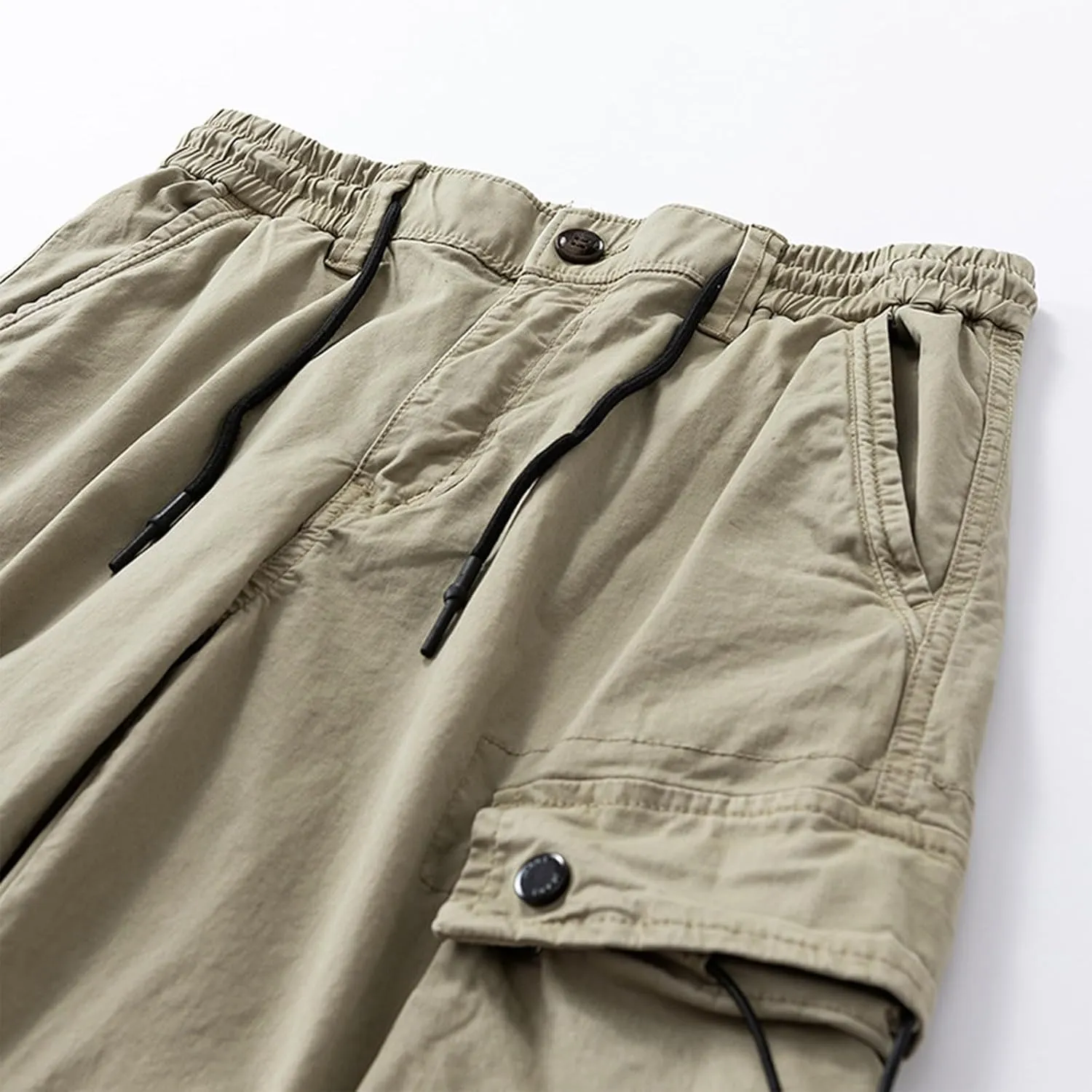 Men's Casual Cargo Joggers Drawstring Straight Leg Breathable Chino Pants Hiking Slim Fit Twill Jogging Sweatpants