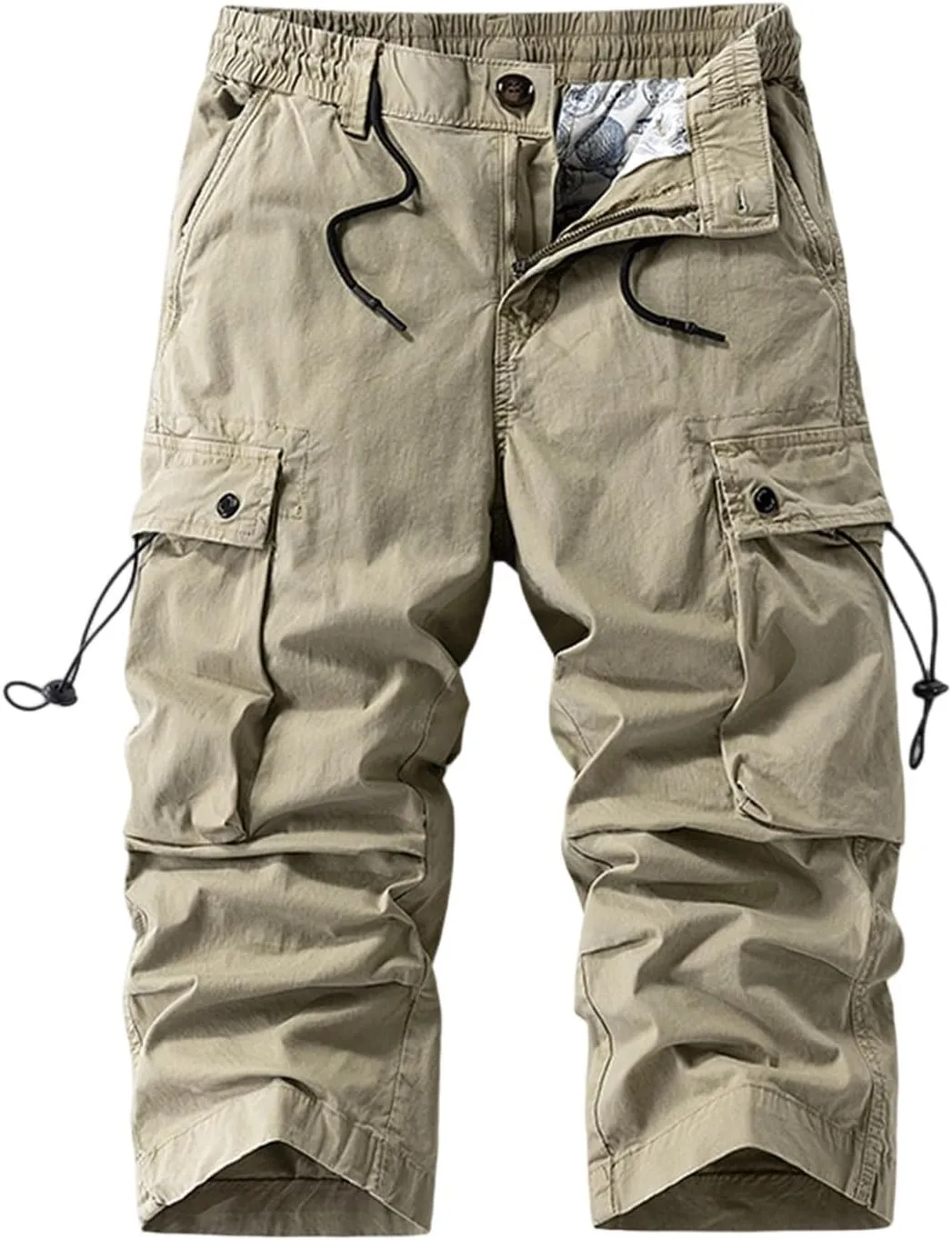 Men's Casual Cargo Joggers Drawstring Straight Leg Breathable Chino Pants Hiking Slim Fit Twill Jogging Sweatpants
