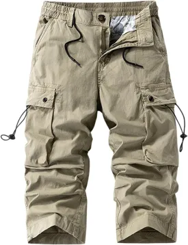 Men's Casual Cargo Joggers Drawstring Straight Leg Breathable Chino Pants Hiking Slim Fit Twill Jogging Sweatpants
