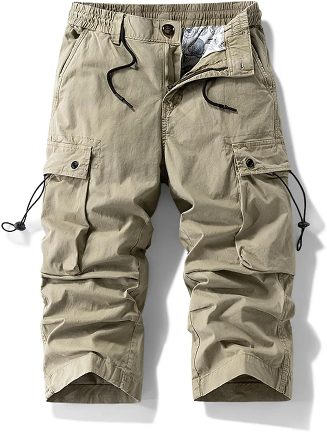 Men's Casual Cargo Joggers Drawstring Straight Leg Breathable Chino Pants Hiking Slim Fit Twill Jogging Sweatpants