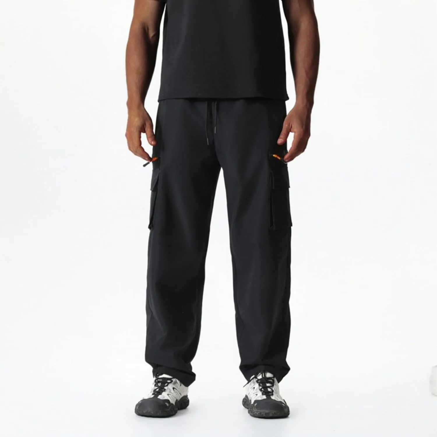 Men's Casual Cargo Joggers Drawstring Straight Leg Breathable Chino Pants Work Lightweight Twill Jogging Sweatpants