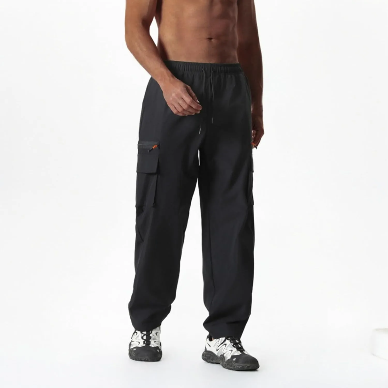 Men's Casual Cargo Joggers Drawstring Straight Leg Breathable Chino Pants Work Lightweight Twill Jogging Sweatpants