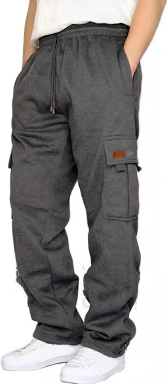 Men's Casual Cargo Joggers Drawstring Straight Leg Breathable Chino Pants Work Slim Fit Twill Jogging Sweatpants