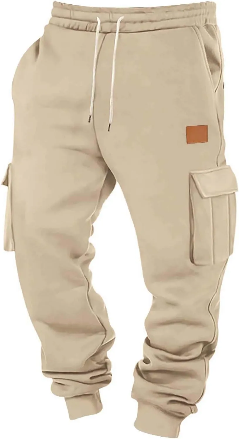 Men's Casual Jogger Pants Breathable Chino Relaxed Fit Outdoor Cargo Pants Athletic Comfortable Twill Jogging Sweatpants