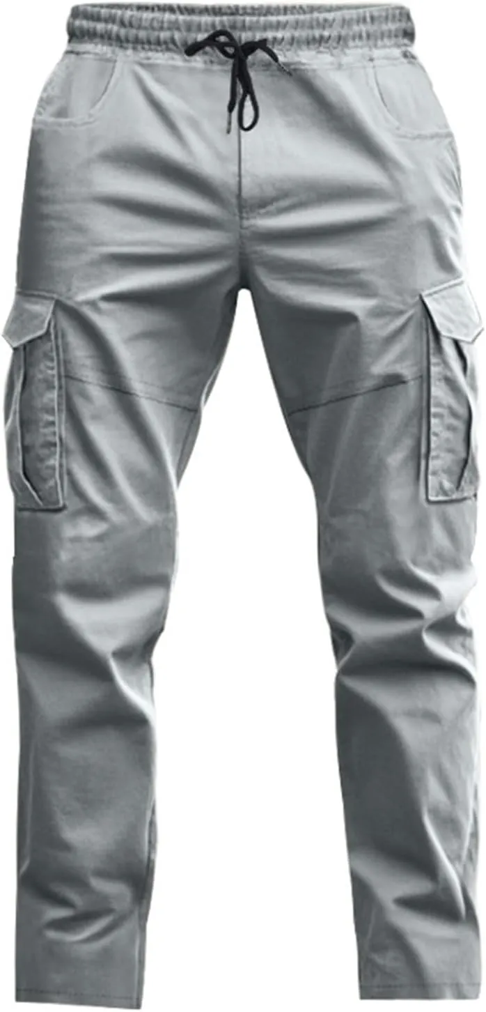 Men's Casual Jogger Pants Breathable Chino Relaxed Fit Outdoor Cargo Pants Sport Slim Fit Twill Jogging Sweatpants
