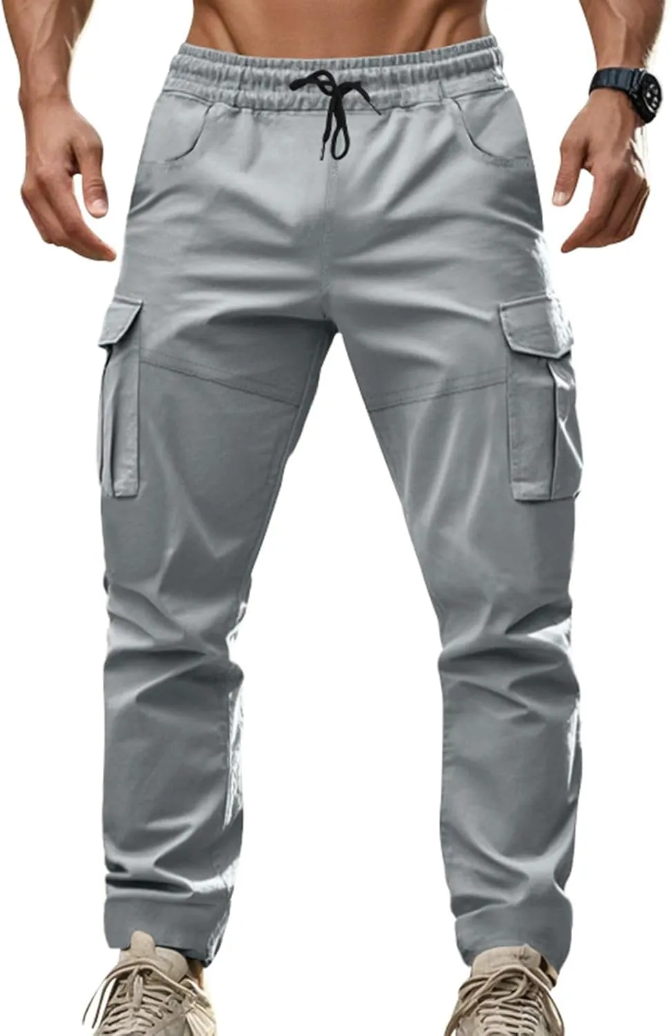 Men's Casual Jogger Pants Breathable Chino Relaxed Fit Outdoor Cargo Pants Sport Slim Fit Twill Jogging Sweatpants