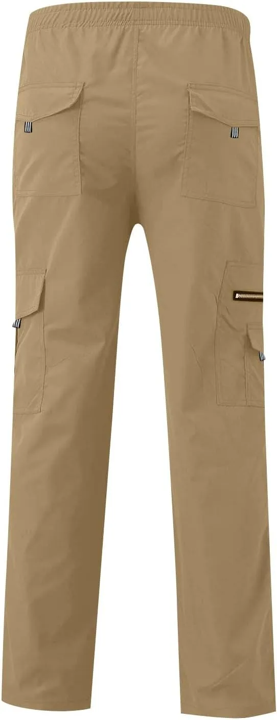 Men's Casual Jogger Pants Breathable Chino Relaxed Fit Outdoor Cargo Pants Workout Lightweight Twill Jogging Sweatpants