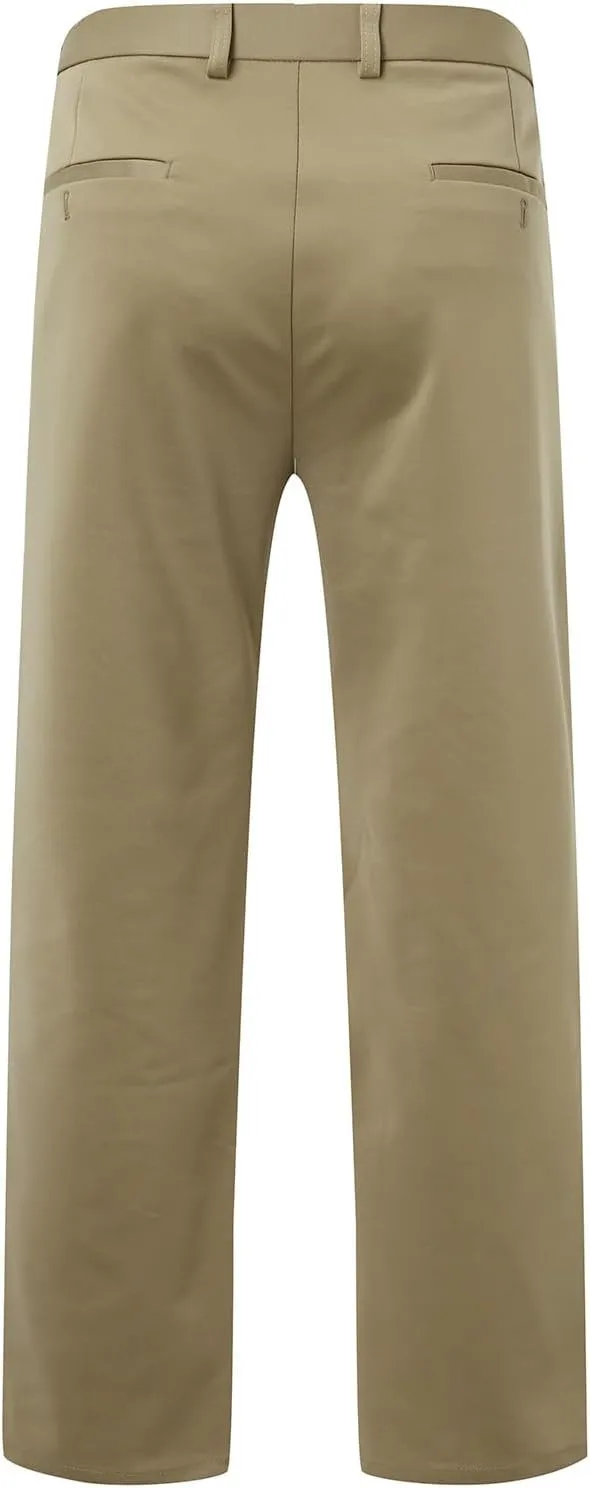 Mens Casual Pants Relaxed Fit Stretch Waist Solid Lounge Dress Pants Straight Leg Plus Size Lightweight Business Work Pants