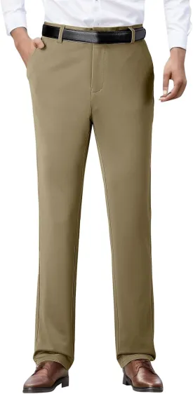Mens Casual Pants Relaxed Fit Stretch Waist Solid Lounge Dress Pants Straight Leg Plus Size Lightweight Business Work Pants