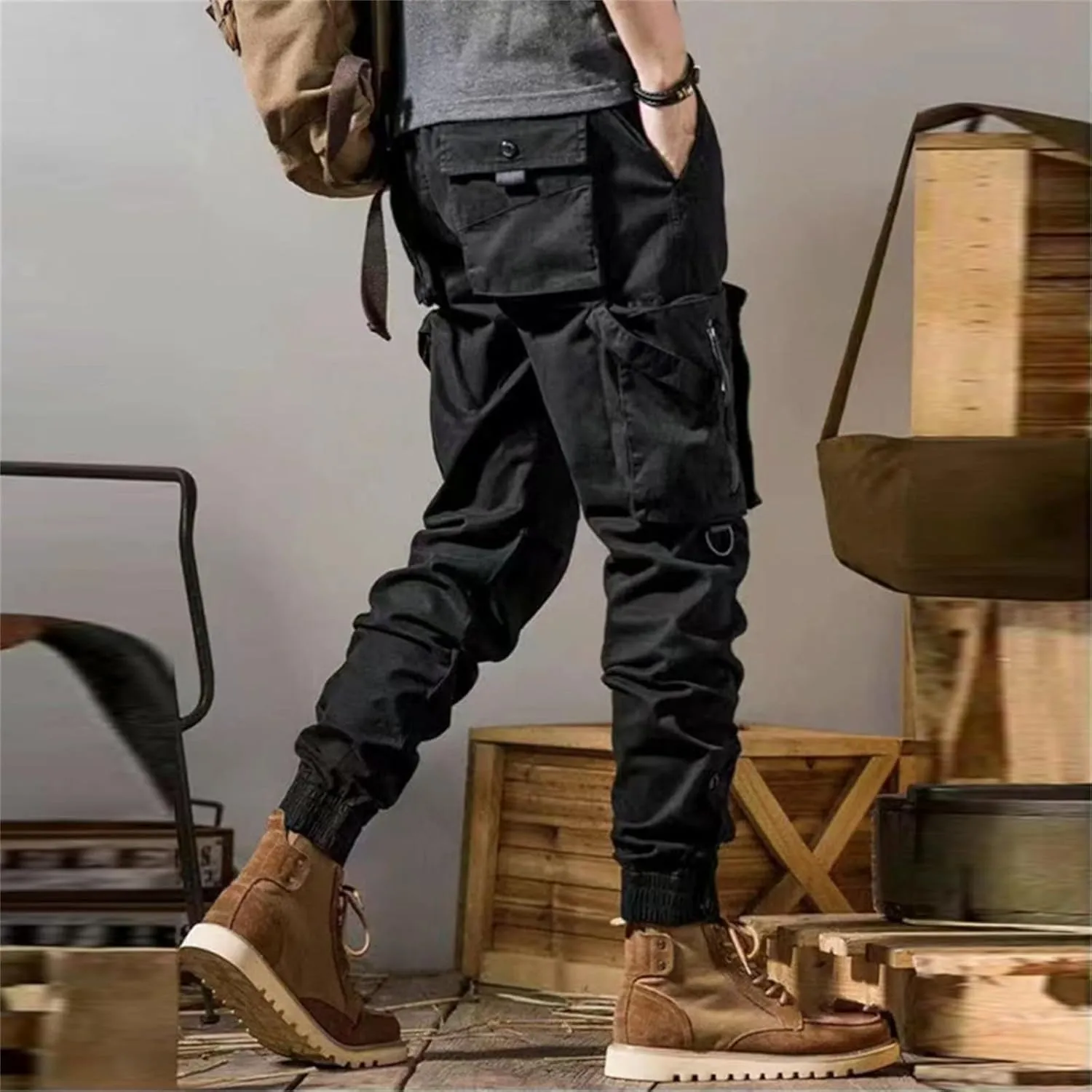 Mens Lightweight Sweatpants Tactical Work Lightweight Gym Workout Baggy Joggers Sweatpants