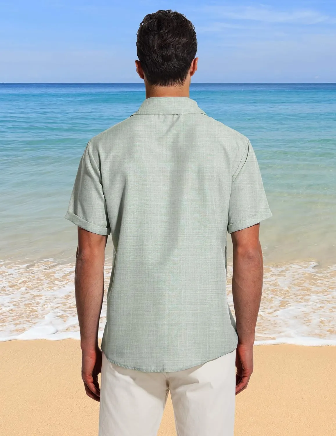 Men's Short Sleeve Shirt Button Down Casual Shirts for Men Fashion Contrast Vacation Summer Beach Shirts
