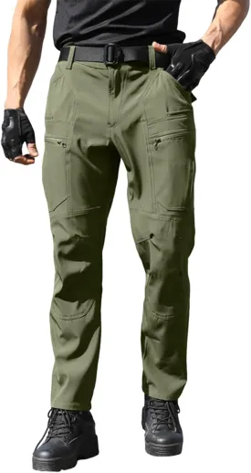 Men's Work Cargo Pants Utility Elastic Waist Pockets Resistant Lightweight Tactical Pants Stretch Jogging Sweatpants