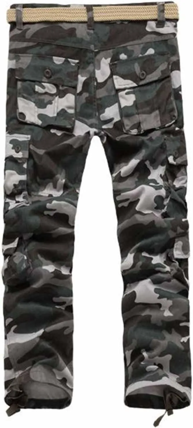 Men's Work Cargo Pants Utility Elastic Waist Pockets Ripstop Baggy Tactical Pants Stretch Jogging Sweatpants