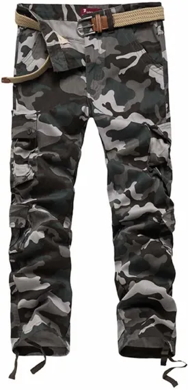 Men's Work Cargo Pants Utility Elastic Waist Pockets Ripstop Baggy Tactical Pants Stretch Jogging Sweatpants