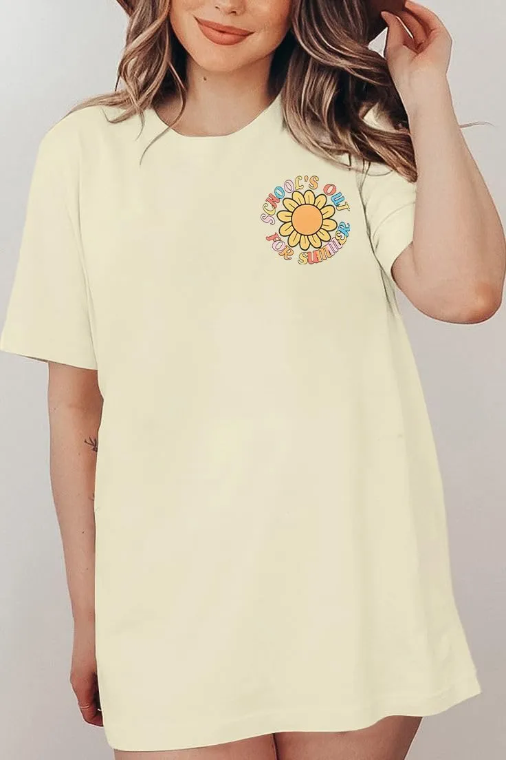 MNLYBABY Last Day of School Oversized Shirt: for Teachers Women School's Out for Summer Tshirt