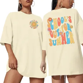 MNLYBABY Last Day of School Oversized Shirt: for Teachers Women School's Out for Summer Tshirt